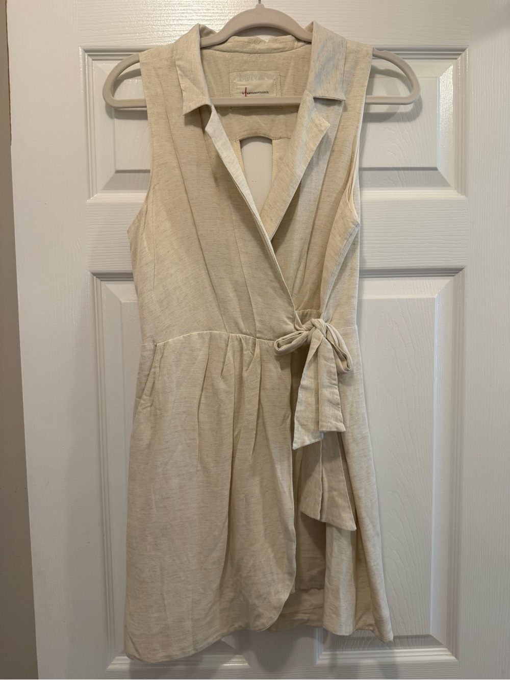 Anthropologie Sleeveless Wrap Dress in Cream